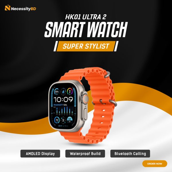 Smartwatch For Men HK01 Ultra 2 Smart Watch - 2.08" AMOLED Display - Wireless Charging - Heart Rate, Fitness Tracking - With Extra Strap - Compatible with Android & iOS