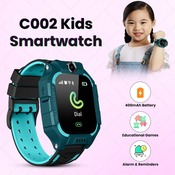 COO2 Sim Supported Kids Smart Watch (Green)