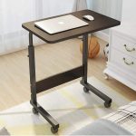 Foldable Height Adjustable Reading Table 2 Layer Adjustable Height Table Portable Wood Laptop Bed Table with Wheels For Home Office