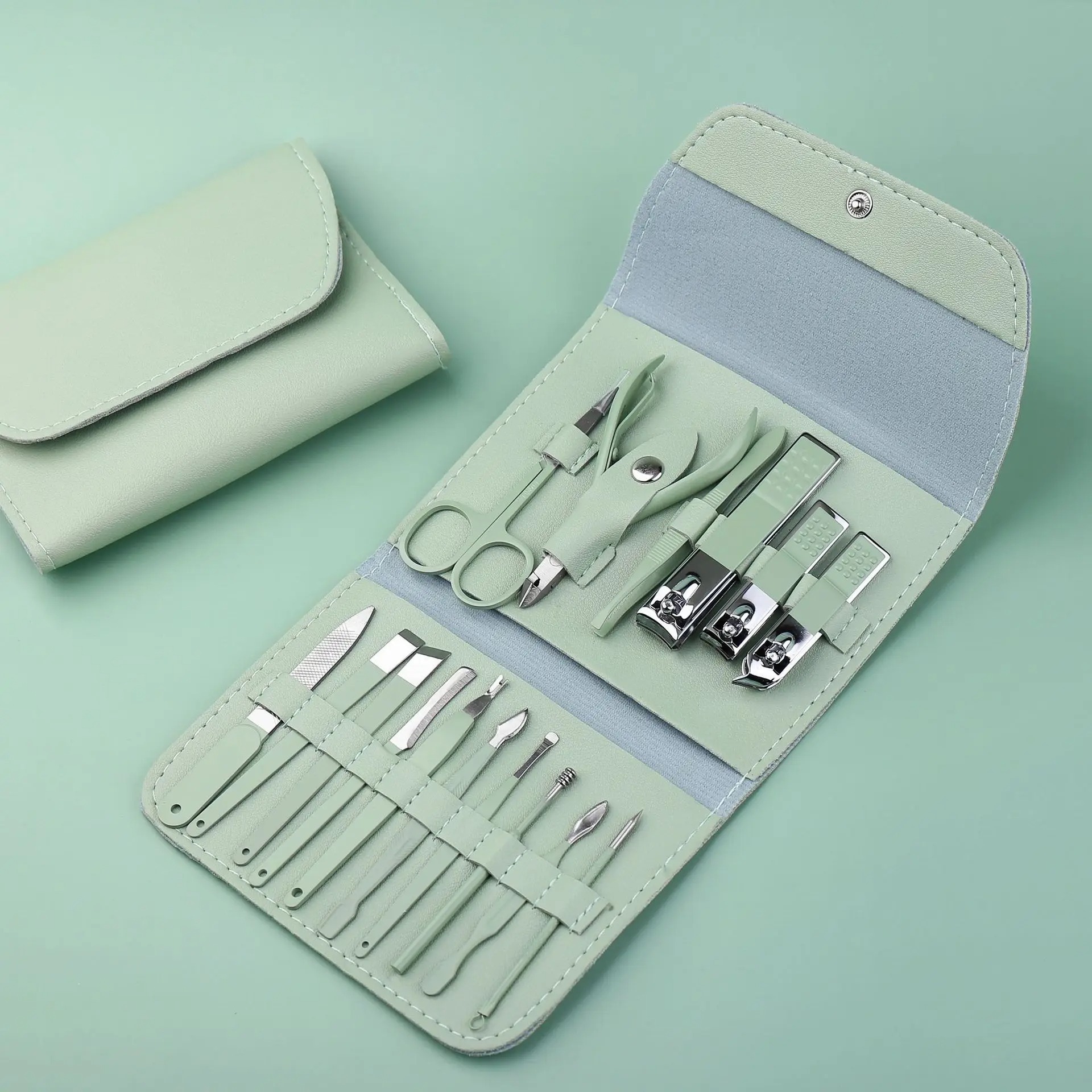 imgi_65_09e962531f386d8a476a9d36fd4d5d13 16pcs/Set Nail Clippers Manicure Tool With Travel Case Cuticle Nippers And Cutter Kit Professional Nail Clippers Pedicure Kit - Image 1