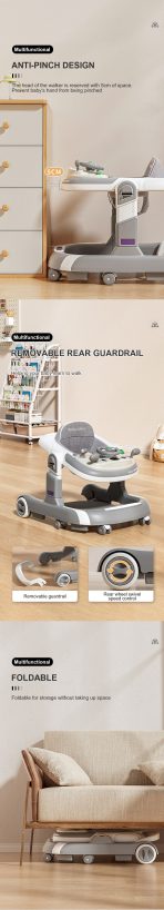 4-in-1 Multi-Functional Baby Walker | Adjustable Height, Foldable Plastic Baby Walker with Music & Lights (Up to 20KG Load) - Image 5