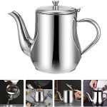 Stainless Steel Kitchen Oil Filter Pot 32oz with Strainer & Lid
