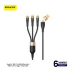Awei CL-228 2 For 3 Multifunction 100W Fast Charger Data Cable Black